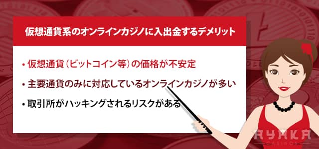 オンラインカジノ 仮想通貨 デメリット